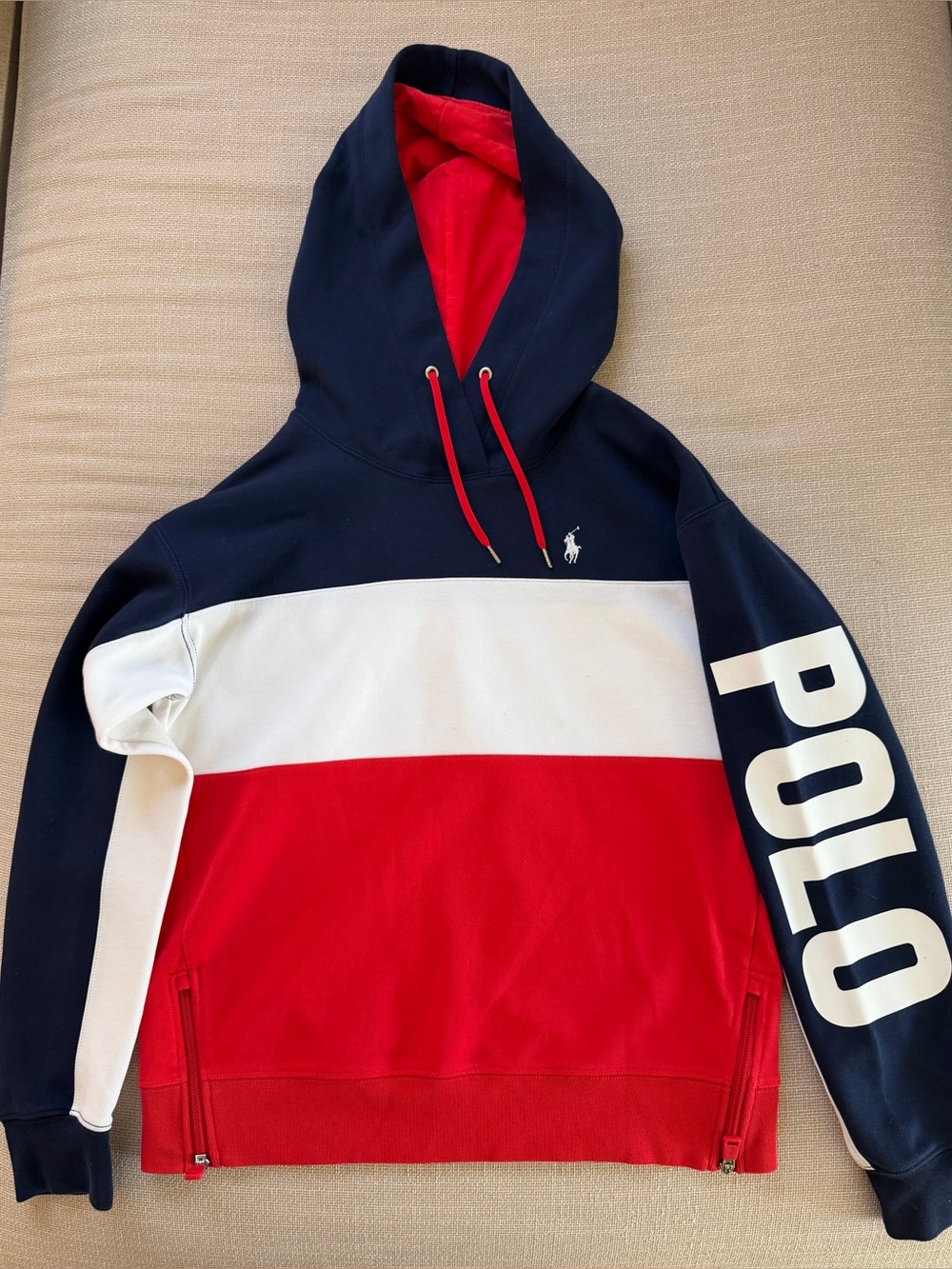 Ralph Lauren Colorblock Hoodie - Navy White Red